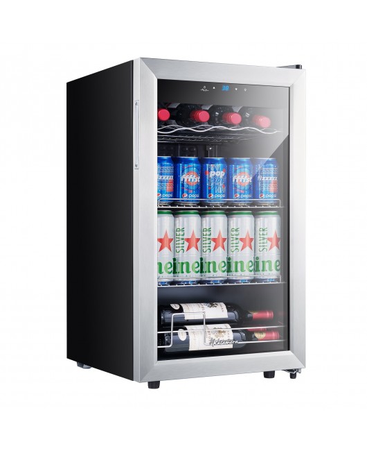 Kalamera 17.3'' W Freestanding 93 Cans (12 oz.) 2.4 Cubic Feet Beverage Cooler with Glass Door